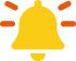 Yellow bell icon  with orange lines around it
