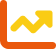 Graph icon with an orange outline and an upward pointing arrow in yellow