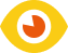 Icon of an eye where the outside area is yellow and the pupil is orange