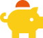 A yellow piggy bank with an orange coin dropping into it