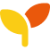 A plant icon where one leaf is yellow and the other is orange