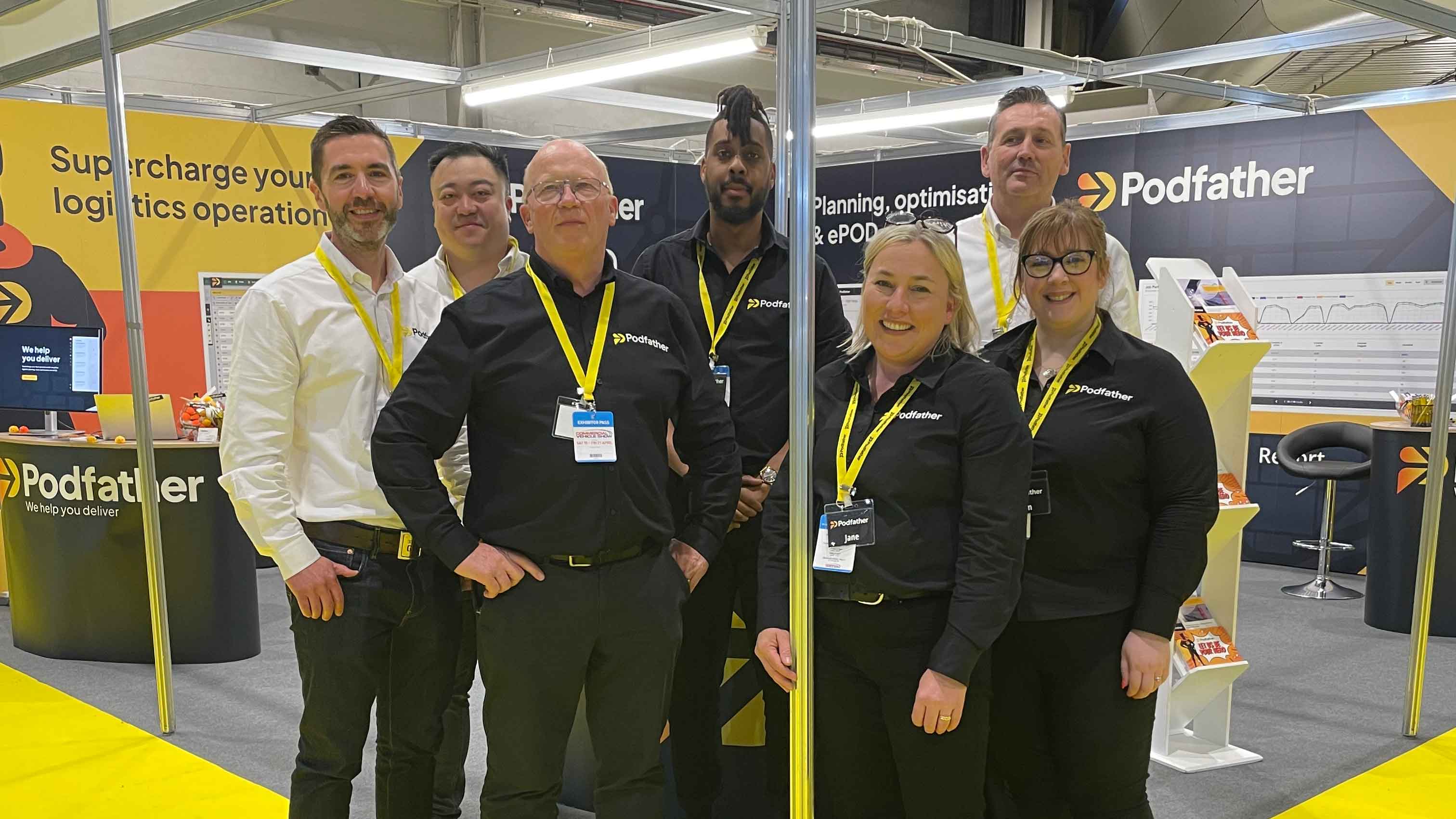 Group of employees at the stand at the CV show