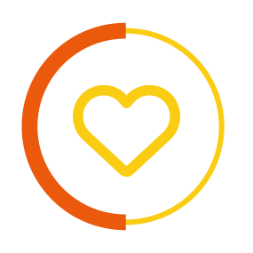 Values icon in a yellow and orange circle border