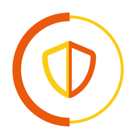 compliance icon in a yellow and orange circle border